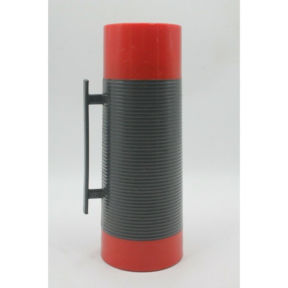 Aladdin's Dark Clad Red And Grey Thermos Bottle - Picture 1 of 6